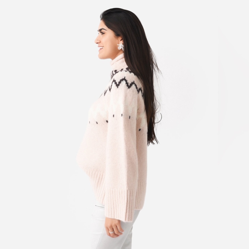 A.L.C. Pink Ruby Fair Isle Turtleneck Oversized Sweater - Picture 13 of 14